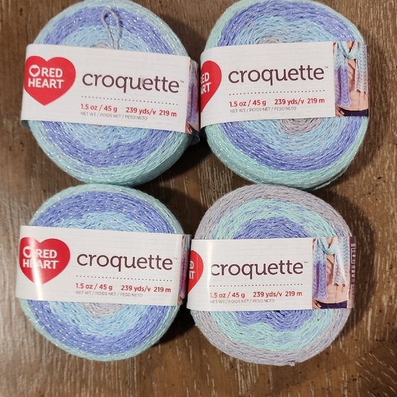 4 Pc Red Heart Croquette Yarn Colorway Calming - Picture 1 of 5